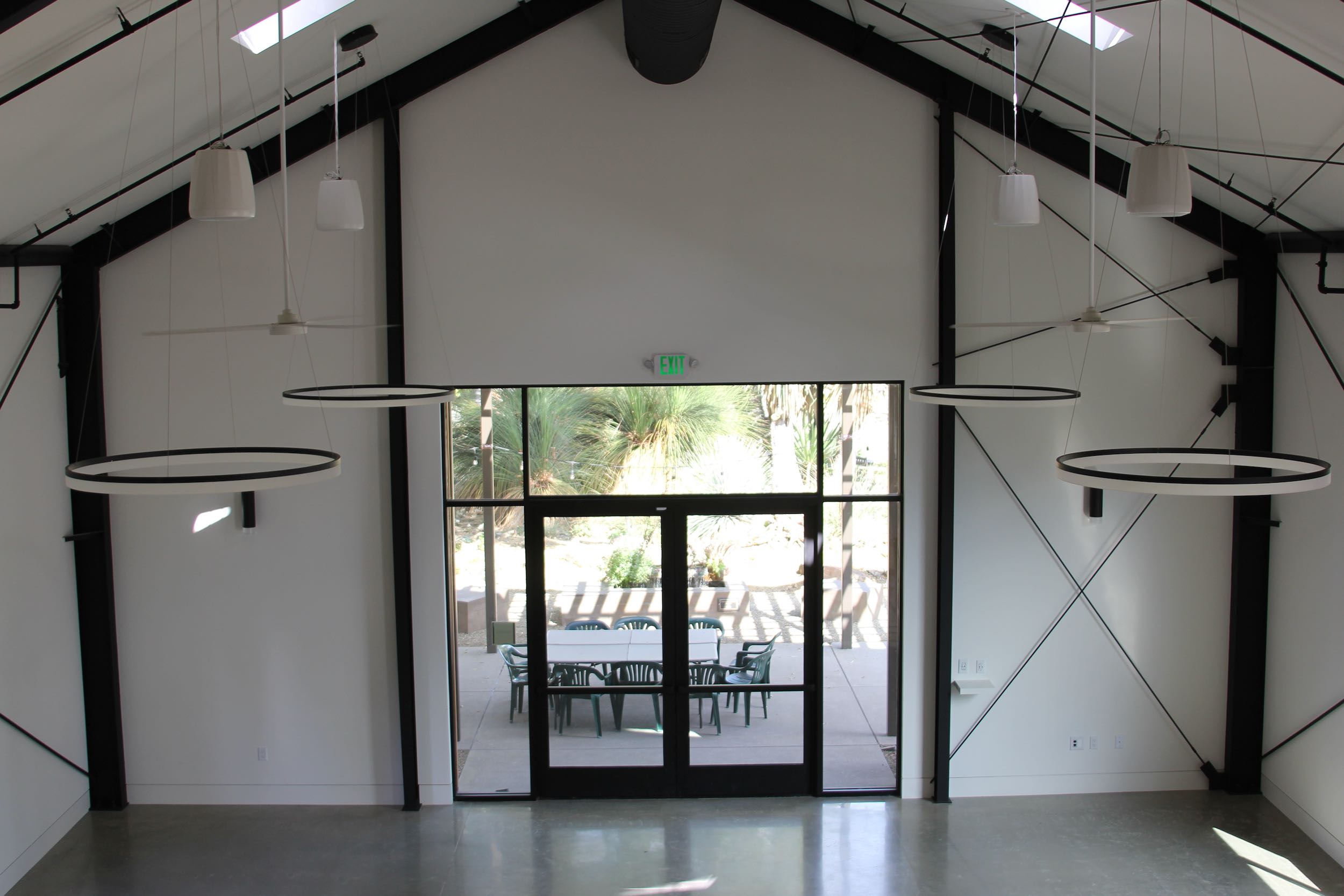 IMG_1354 finished steel building interior view looking at glass doors