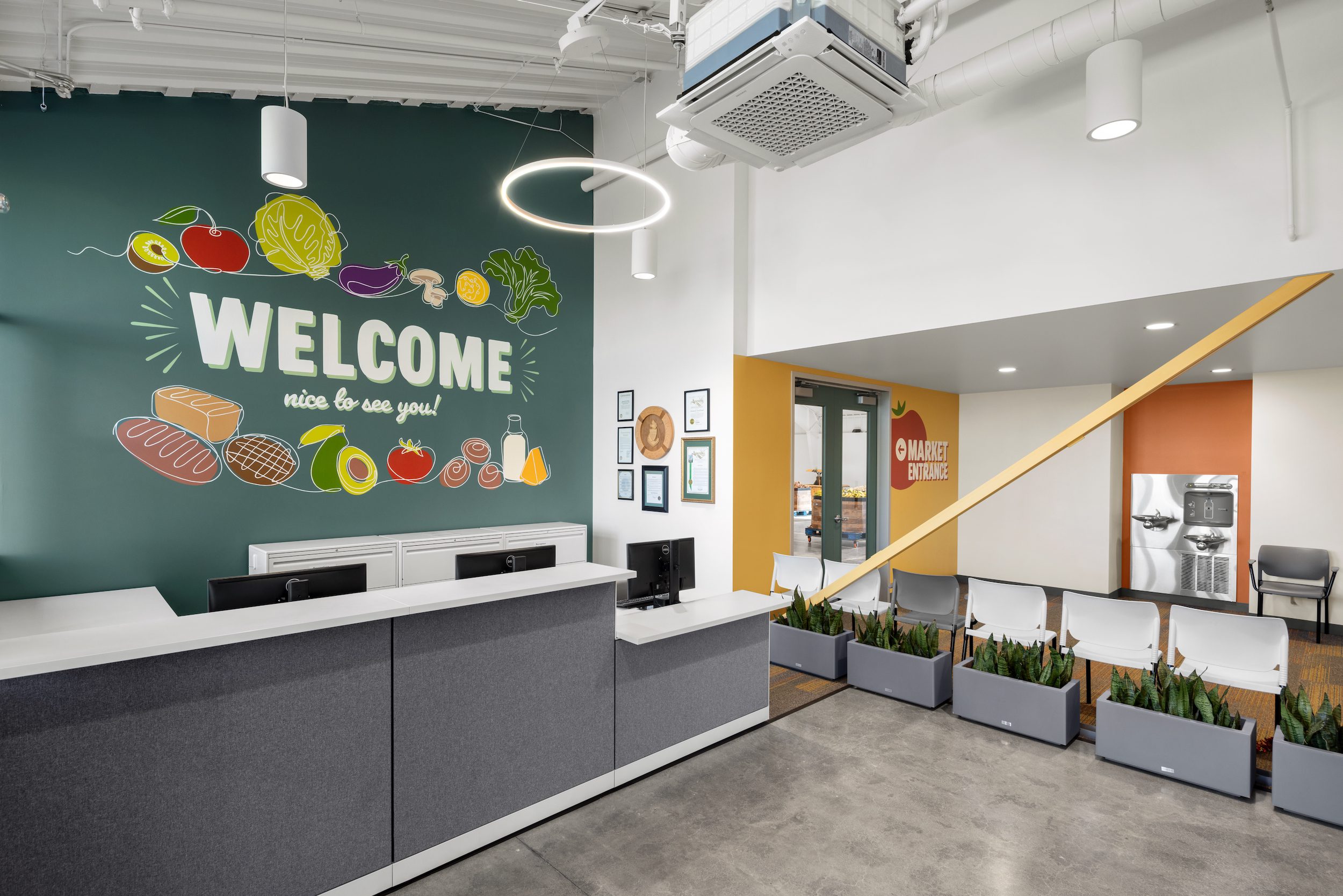 Alameda Food Bank Building – Metal Building Company Welcome area at the Alameda Food Bank